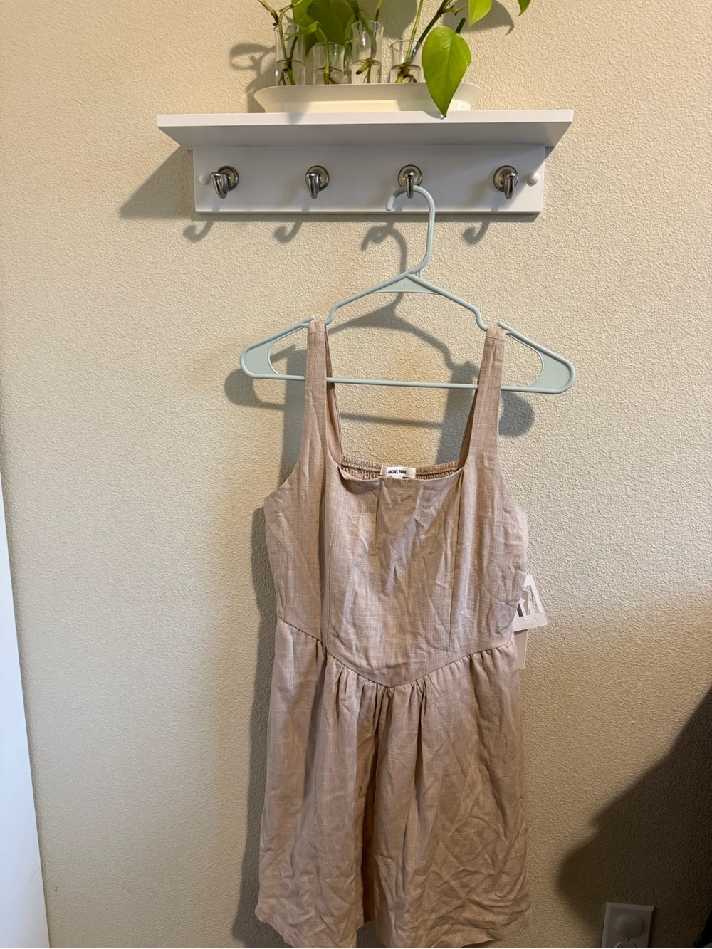 Girls Sleeveless Casual Linen-Blend Dress in Beige